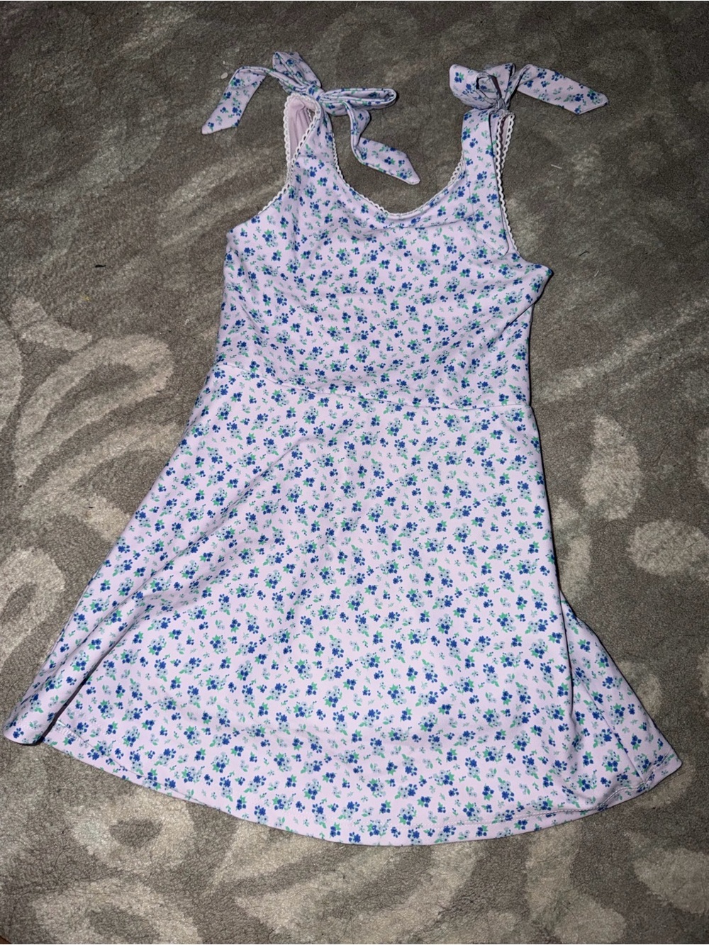 Girls Old Navy Floral Athletic Dress with Blue and Green Print